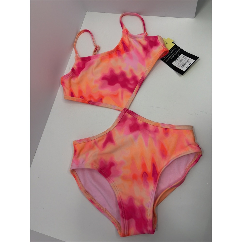 Art Class Girl Small 6-7 Monokini 1 PC Cut Out Pink/Orange Tye Dye Swimsuit NWT